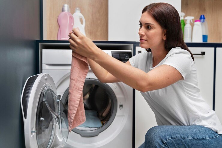 woman taking clothes from washing machine 23 2149117034 - Panduan Praktis Memilih Aksesori Anjing yang Sesuai dengan Kebutuhan Peliharaan Anda